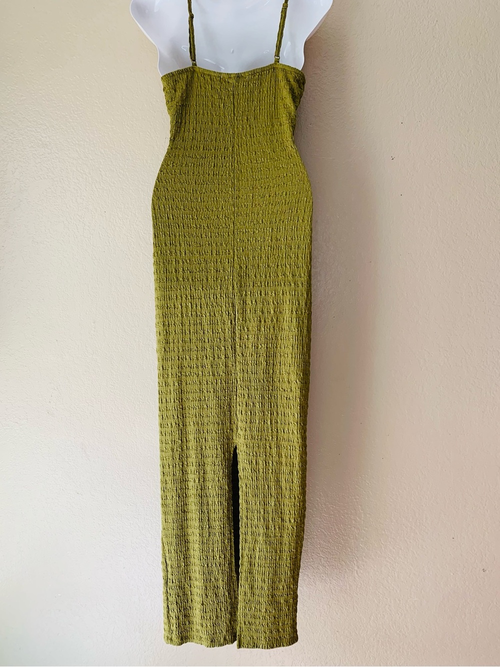Derek Heart Y2K Moss Green Textured Baby Doll Retro Maxi Dress Size M - Picture 5 of 11